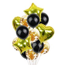 14pcs 멀티 색종이 풍선 생일 축하 파티 풍선 로즈 골드 헬륨 풍선 소년 소녀 베이비 샤워 파티 용품, 골드 블랙