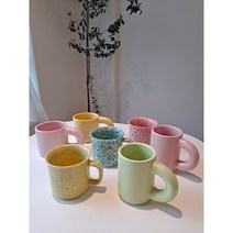 파스텔 마블 세라믹 파스텔 뚱컵 뭉툭 머그잔 홈카페 사무실컵 노르딕 북유럽, 핑크