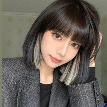 자연스러운 머리칼 시크릿 투톤 단발 통 가발 보브컷 중, 상품선택, 브라운톤-에쉬그레이, 1