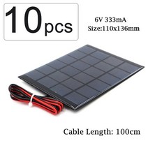 태양열설치 태양광패널 10 개몫 6V 태양 전지 패널 와이어 미니 시스템 DIY 배터리 휴대 전화 충전기에 대 한 06W 1W 11W 2W 3W 35W 45W, 6V 333mA