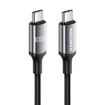 Rocoren-100W USB Type-C 데이터 케이블 Macbook Pro 노트북과 호환되는 고속 충전 Samsung Xiaomi USBC 충전 케이블, 50cm, 1개