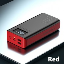 보조베터리 50000mAh 대용량 야외 여행 충전기 전화 외부 배터리 LCD 디지털 디스플레이 LED 조명, 01 Red