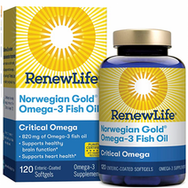 Renew Life 리뉴 라이프 노르웨지안 골드 성인 오메가3 60/120 소프트젤 캡슐, 120 카운트