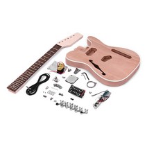 Muslady F 사운드 홀 메이플 우드 넥 로즈 핑거 보드와 TL 텔레 스타일 미완성 일렉트릭 기타 DIY 키트 마호가니 바디, 화려한