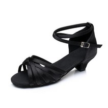라틴댄스화 구두신상품 볼룸 소녀 댄스 신발 어린이 로우 힐 여성 라틴 전문 17-26CM, 18 41(25.5cm), 02 black