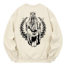 남자 여자 맨투맨 스웨트 셔츠 칸6312 KMC0019 부활 기모 - 크림