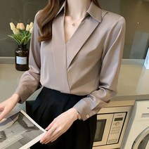 WZC 봄가을 카라 셔츠 무지 남방 정장 블라우스 슬림핏 빅사이즈 긴팔 여성상의