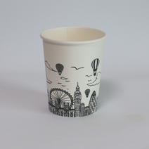 10온스 300ml / 런던 열기구 인쇄 종이컵 / 1000개, 10온스 열기구