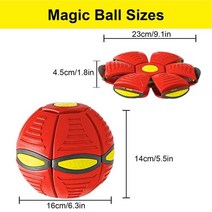매직 플랫 볼 UFO Magic Ball Deformation UFO Toy With Lights Fly Saucer Magic Balls Flying Flat Throw, 02 Red