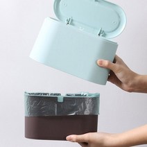 원터치 개폐형 주방 책상 욕실 화장대 1L 미니휴지통, 네이비