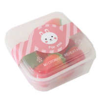 황씨네도시락 정사각 내열 일회용도시락 450 + 뚜껑 + 토끼 원형바 스티커, 10개입, 2세트