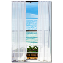 감성 바다 힐링 물 그림 평온한 인테리어 액자, 18.오션 테라스, [캔버스액자] 7호 30x45+꼭꼬핀 사은품