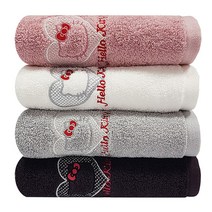 Hello Kitty 헬로키티 페이스 자수 155g 면 30수 타올 수건, 1개, 헬로키티-페이스-흰색