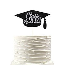 Silver Black Class of 2022 Cap Cake Topper Graduation Party Decoration Glitter Congrats Grad Supplie, 1