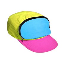 Capsac 패니 팩 모자 나일론 | 80년대 90년대 남성용 여성용 레트로 지퍼 포켓 네온 그린 화이트, Cmyk