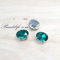 타원글라스 캡보석 백금도금, 7-10mm(30개), 에메랄드