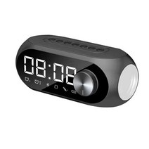 AI스피커 무선 휴대용 차량용 4 in 1 알람 시계 led 충전 케이블 침대 옆 침실 시계 1xce 211, 검은색