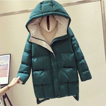 여성경량패딩 패딩 파카 자켓 코트 긴 후드 면 따뜻한