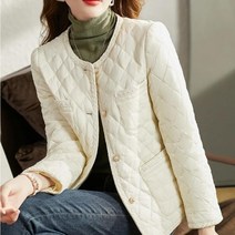 Momolatti 여성용 라운드넥 레귤러 핏 경량 자켓