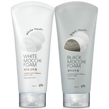 [C2Y] 모찌 클렌징폼 2종 220ml 2개/ 택1, 색상:{AA1} 화이트+블랙