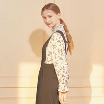 여성 프릴 플라워 패턴 블라우스 ZNBLK201_IV