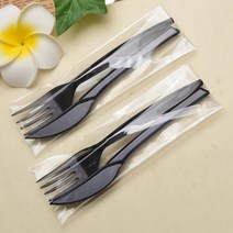 빈티지 디저트 커트러리 포크 나이프 일회용 식기 세트 양식 스테이크 월병 피자 배달 두꺼운 플라스틱 케이크 티슈, 07 칼하이 단5천 세트