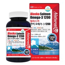 Naturalplus) 미국 연어오메가3 1200 EPA+DAH+비타민D 눈건강 기억력 혈행 혈중중성지질개선에 도움을 줄 수 있음, 180캡슐, 1306mg