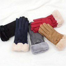 에스엠시 5컬러 스웨이드 장갑 W5112-리본 장갑 여성 겨울 털장갑 오지장갑 손가락장갑 무스탕장갑