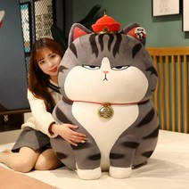 잠자는 인형 바자 블랙 플러시 장난감 큰 귀여운 인형 긴 라이브 고양이-134337, 옵션02, 80cm (무료 20cm 작은 물고기 인형)