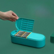 건전지보관함 코드 케이스 수납 파우치 플라스틱 가방, 파란색 3겹