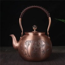 내열 게르마늄주전자 골동품 순수 구리 찻주전자 건강 끓는 물 주전자 수제 조각 냄비 레드 차 세트, 7.style3