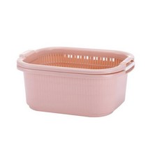 2 In 1 과일 바구니 보관 상자 주방 싱크 배수 분지 세척 과일 야채 냄비 음식 세척 스트레이너 주방 도구, 분홍색