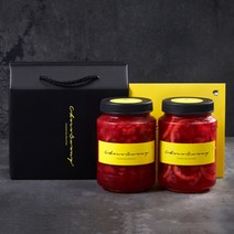 [초코써니 딸기청+레몬딸기청] 차 선물세트포장 500g 2병 라떼 에이드 수제청 과일청, ●1kg(딸기가득딸기청+레몬딸기청)세트