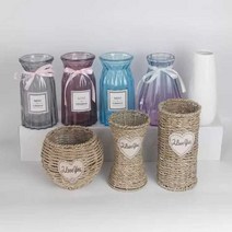 화분커버 라탄 대형 식물인테리어 화분 바구니 인테리어, 가는 허리 꽃바구니(2개) 중간