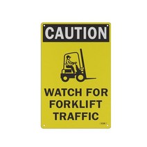 Yellow Safety: OSHA 준수 주의 사항: 지게차 교통 관찰 - 38.1cm x 25.4cm(15인치 10인치) 1mm 알루미늄 필수 작업장 개인 보호 장비 경고14, Forklift