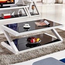 아우스 DZ 시리즈 거실테이블 쇼파테이블 티테이블 거실탁자 탁자, 화이트+블랙 120cm