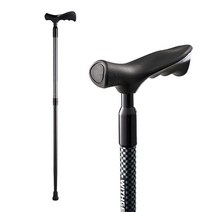 Withgear Ergo 지팡이 - 충격 오른손잡이와 왼손잡이 높이 조절 가능한 Duralumin 경량 워킹 스틱 남성 및 여성용 인체 공학적 그립, Black