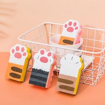 ASSARE 고양이발 수세미 3종 세트, 노랑3P(냄비 렌지)