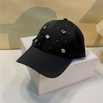여성 예쁜 양털 모자 202201-may-2508405 봄 새틴 광택 핸드 스티치 반짝 이는 라인 석 패션 레이디 야구