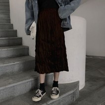 모노위크 피사로 하체커버 드라이 로즈 주름 밴딩 스웨이드 세무 허리밴딩 플리츠 롱스커트