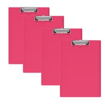 인터탑 플랜파일 뉴 투명 칼라 클립보드 MDF 우드 클립보드, 1세트, 분홍 A4 (4개입)