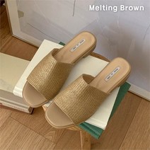 [멜팅브라운] 여성 캐주얼 심플 라탄 뮬 슬리퍼 3color