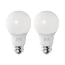 이케아 SOLHETTA 솔헤타 LED 전구 2개입 E26 806 루멘 밝기조절조명스탠드따뜻한색램프, 구형 오팔 화이트_904.986.46