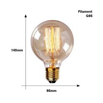 레트로 에디슨 전구 E27 220V 40W ST64 G80 G95 G125 앰풀 빈티지, G95 filament 220V_e27