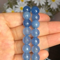 주얼리 제작용 천연 면 진녹색 옥 옥세도니 스톤 비즈 느슨한 스페이서 DIY 참 팔찌 4mm 6mm 8mm 10mm 12mm, 10mm 34-36pcs, Light Blue 2