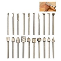 원형샌더고속 HSS 라우팅 라우터 비트 버 로터리 도구 슈트 Dremel 및 조각 목재 작업 부착, 20pc