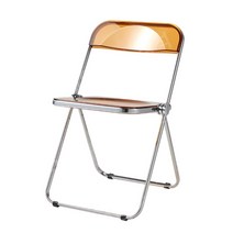 인테리어 투명 의자 아크릴 까페 접이식 의자, 실버 엣지 + 진브라운