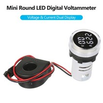 전압계 미니 라운드 디지털 전압 전류계 더블 LED 및 패널 미터 AC50-500V, 02 WHITE