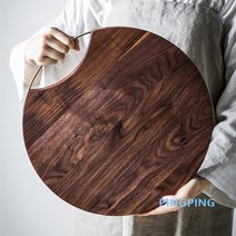 호도나무도마 황동 손잡이 블랙호두색 실목 도마 원형 골드색 이사 선물 ., 기본