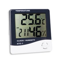 희망우주샵 날짜시간 온습도 한눈에! 디지털 LED 온습도계 블랙, 1개